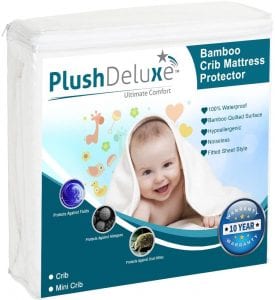 PlushDeluxe Waterproof & Hypoallergenic Crib Mattress Cover
