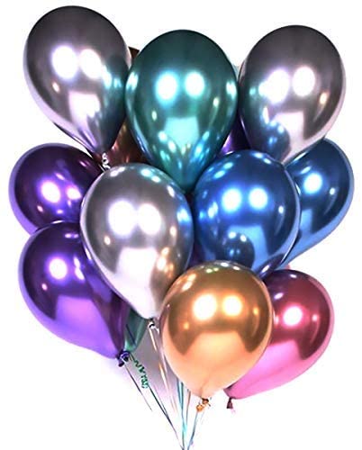Pukavt Chrome Anti-Leaking Party Metallic Balloons, 50-Piece