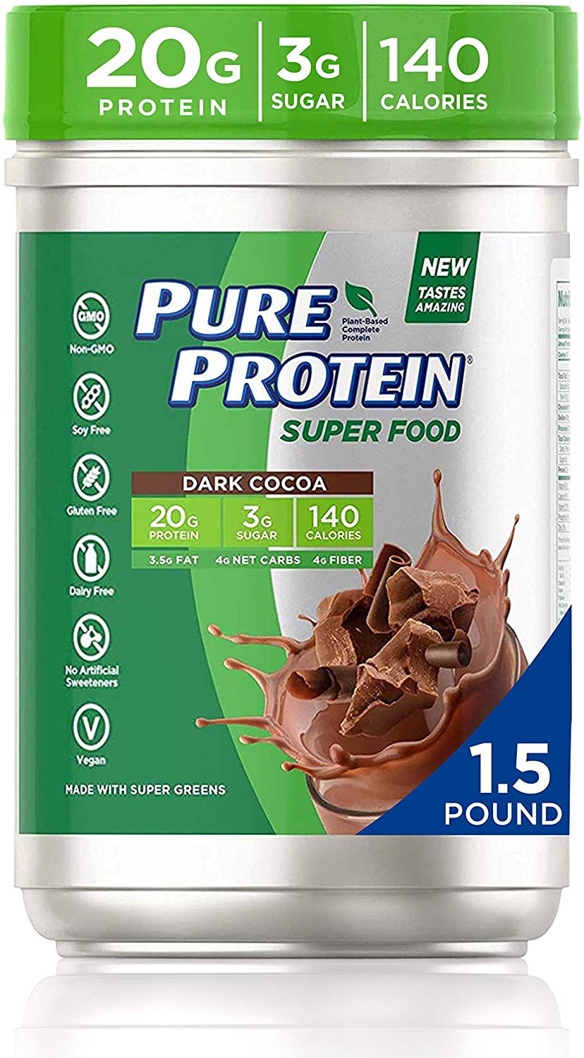 Pure Protein Dark Cocoa Protein Plant Based Protein Powder, 1.5-Pound
