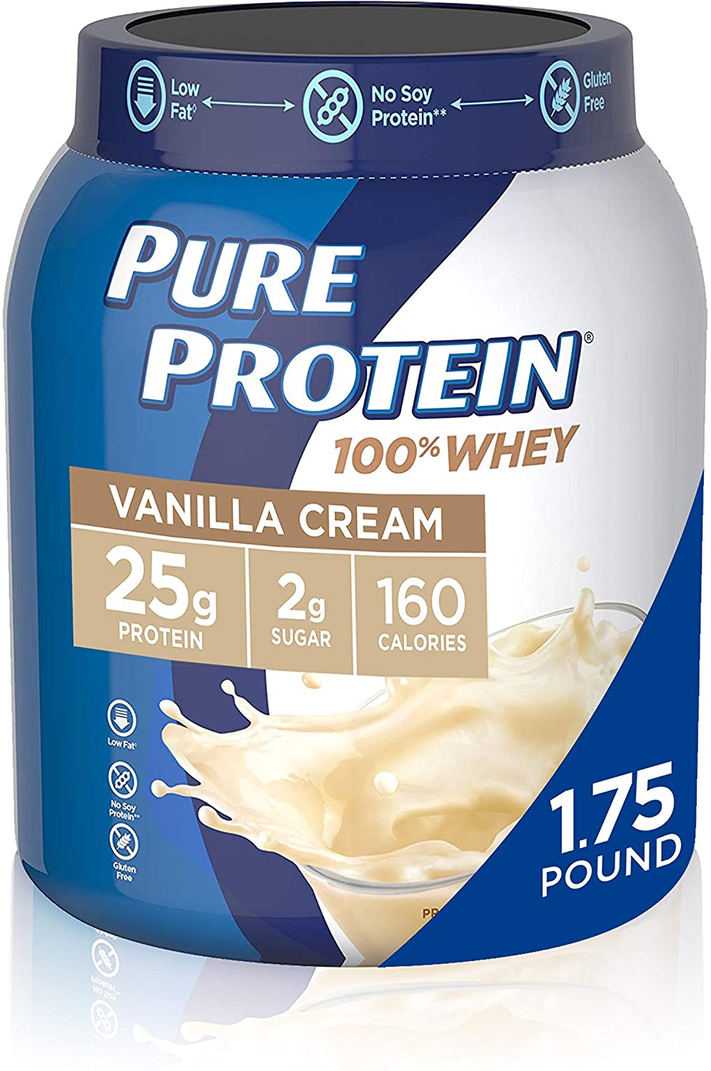 Pure Protein Gluten Free Vanilla Cream Whey Protein Powder, 1.75-Pound
