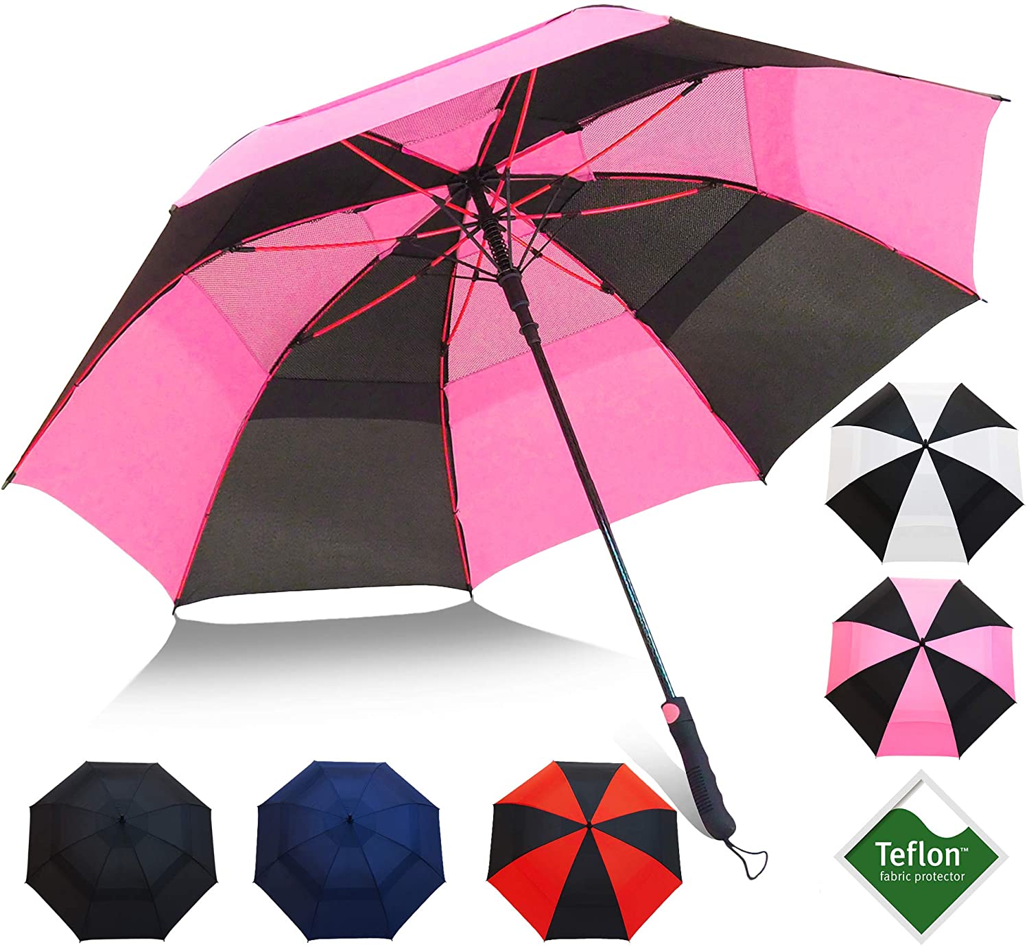 Repel Umbrella 60-Inch Double Vented Teflon Coated Golf Umbrella