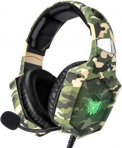 RUNMUS K8 Gaming Headset, Green Camouflage