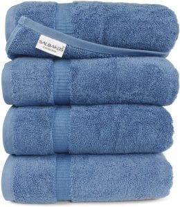 SALBAKOS Double-Stitched Turkish Cotton Towels, Set Of 4