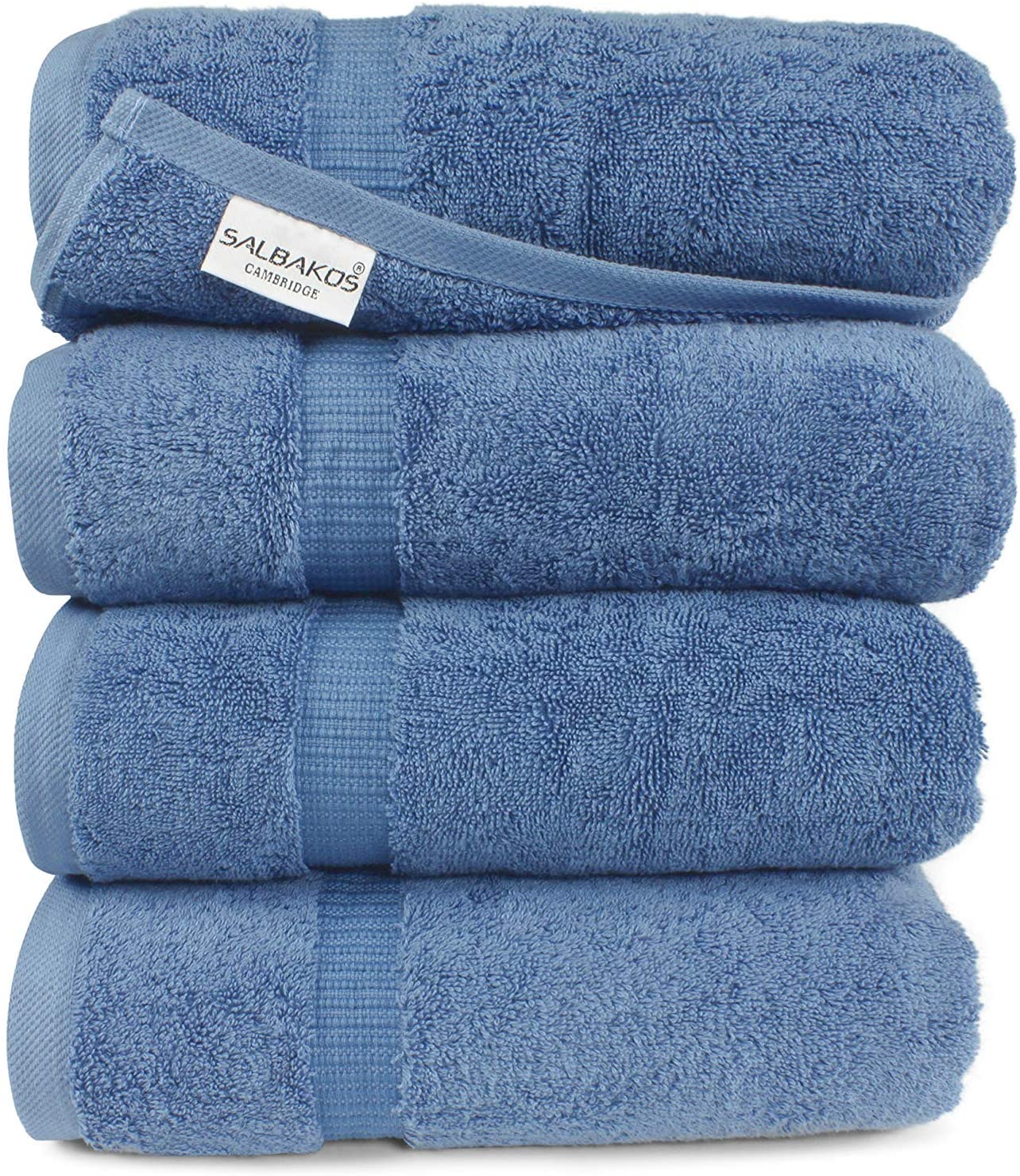 SALBAKOS Double-Stitched Turkish Cotton Towels, Set Of 4