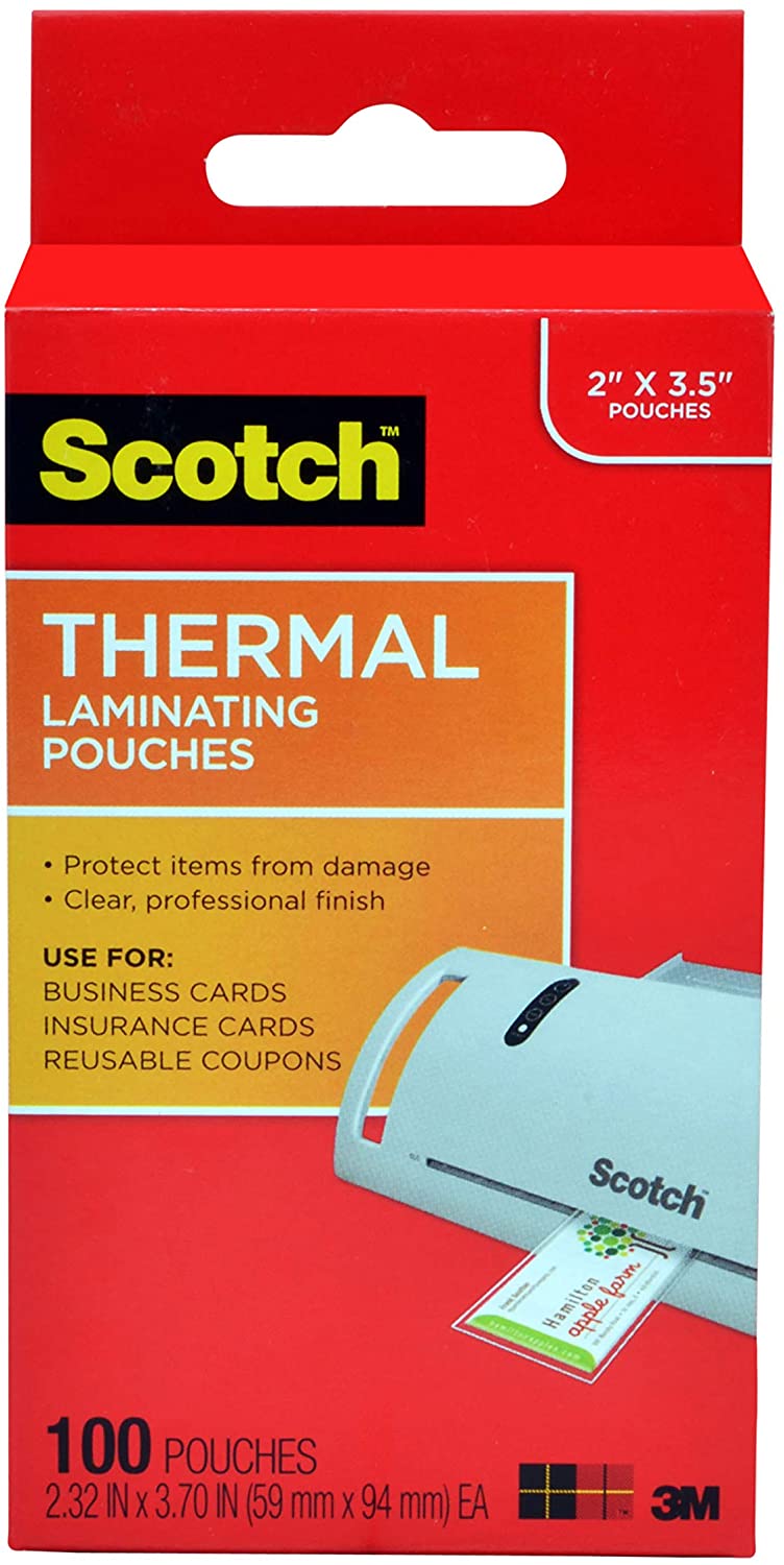 Scotch Business Card Thermal Laminating Pouches, 100-Count