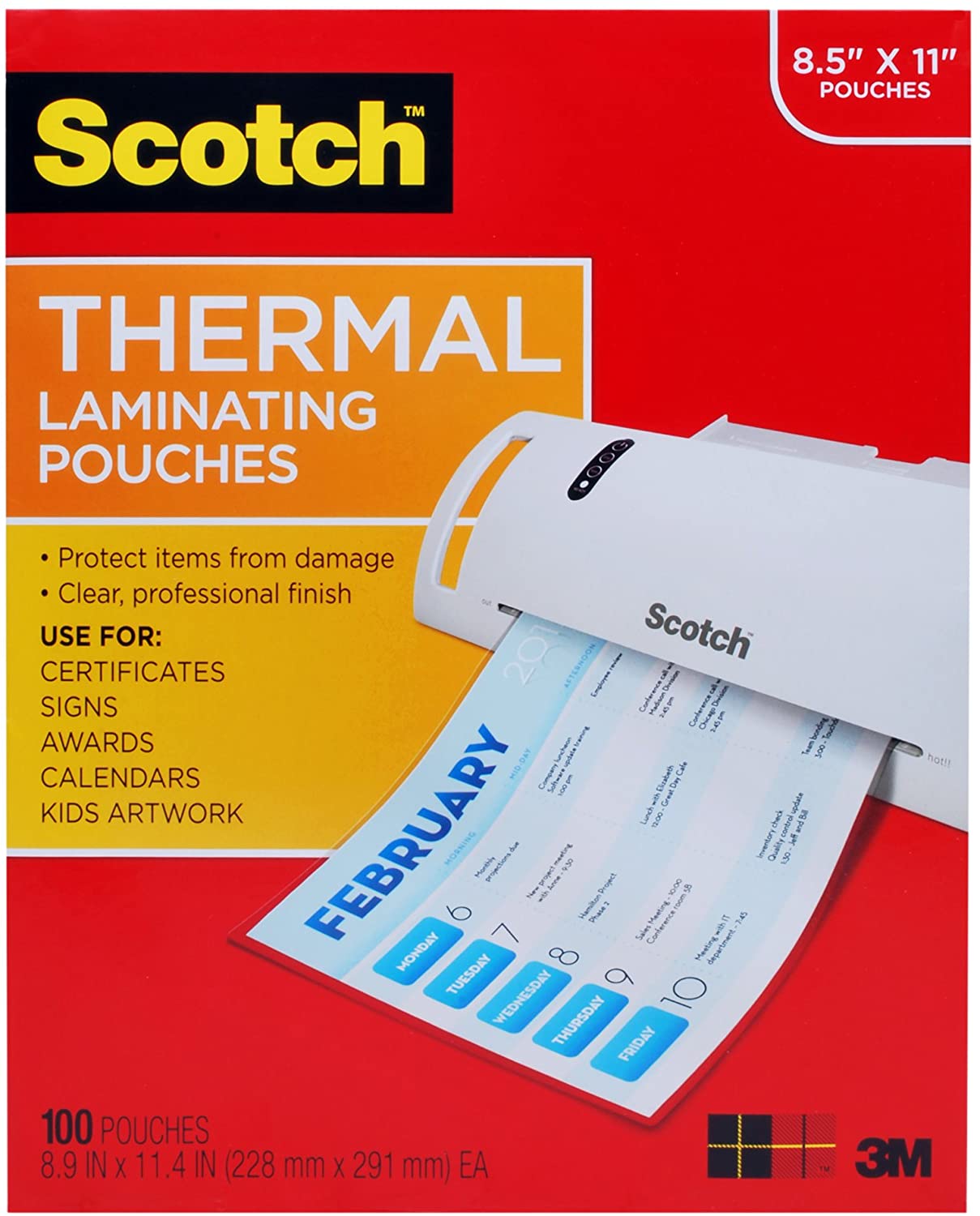 Scotch Letter-Size Thermal Laminating Pouches, 100-Pack