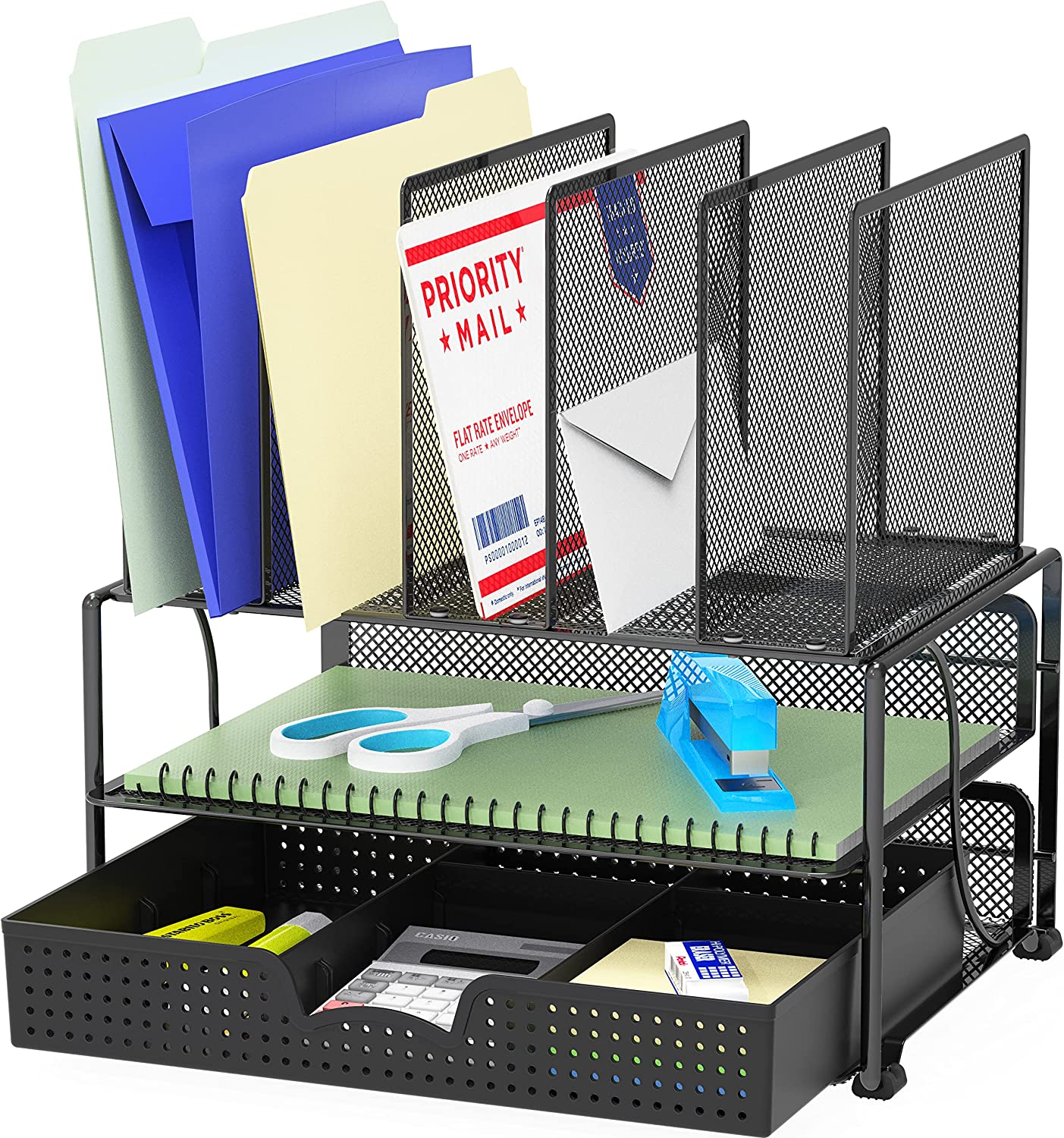 Simple Houseware Space-Saving 2-Sided Desk Organizer