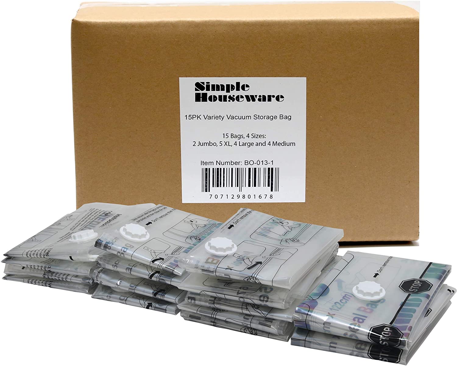Simple Houseware Variety Storage Vacuum Seal Bags, 15-Pack