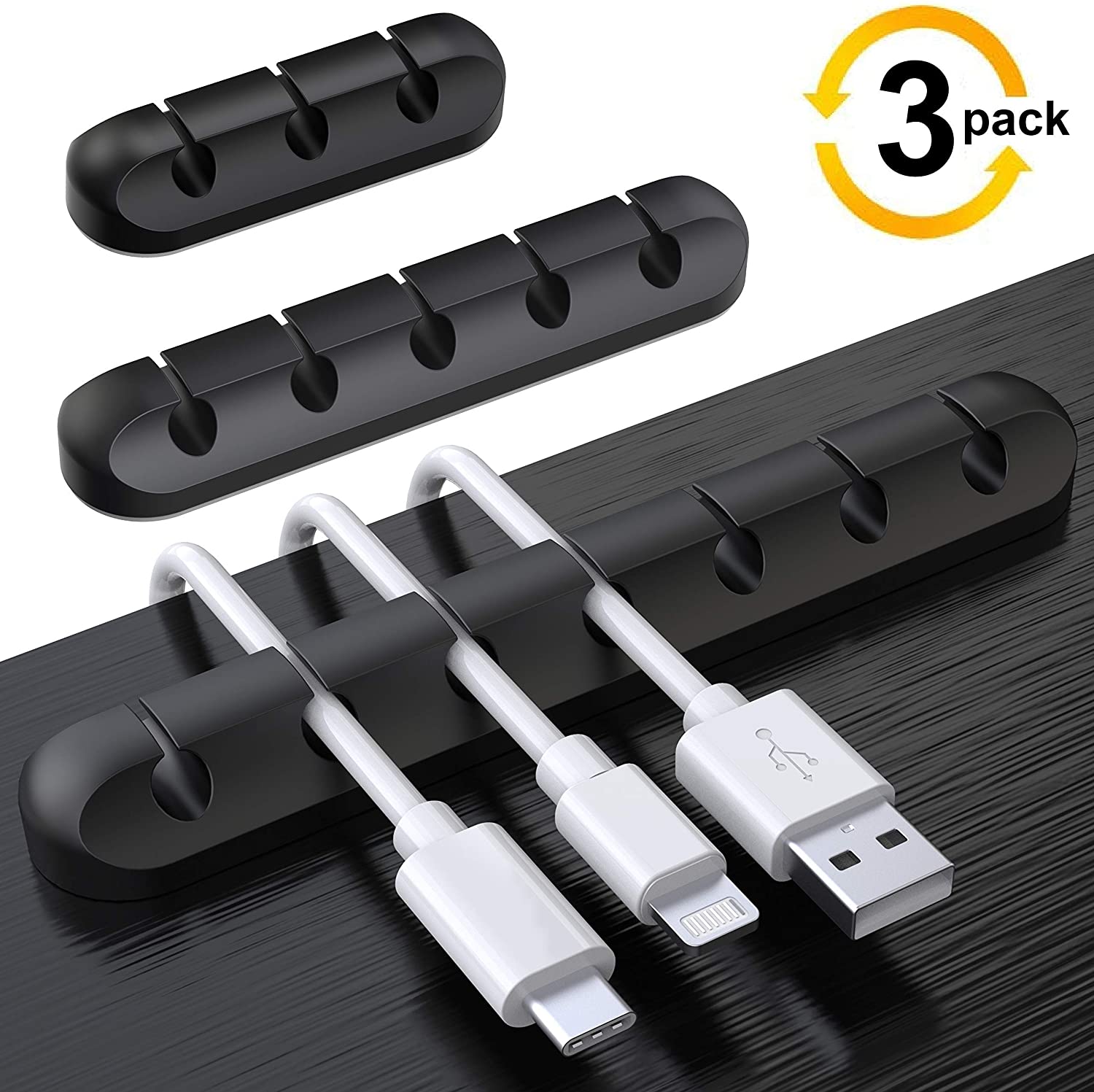 SOULWIT Self-Adhesive Cable Cord Organizer Clips, 3-Pack