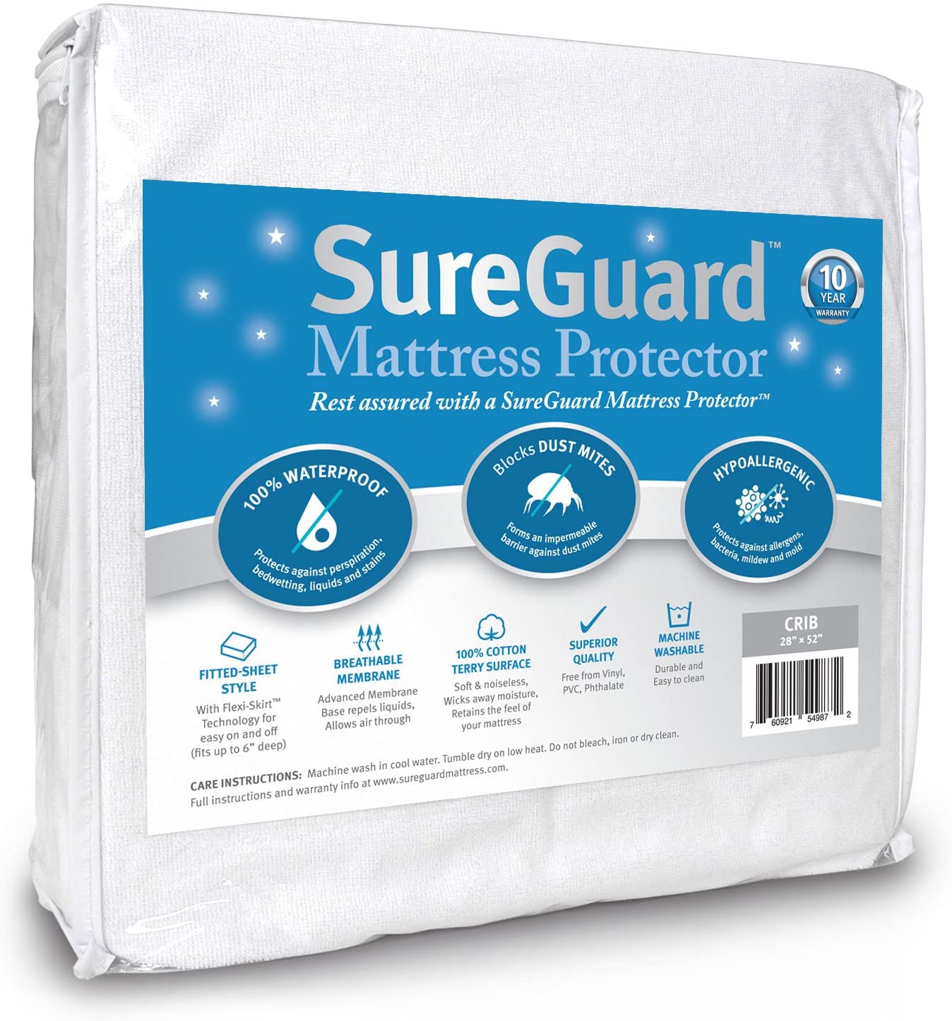 SureGuard Dust Mite Blocking Fitted Crib Mattress Cover