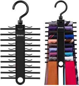 Tenby Living Secure Clip Tie Rack Hanger Organizer, 2-Pack