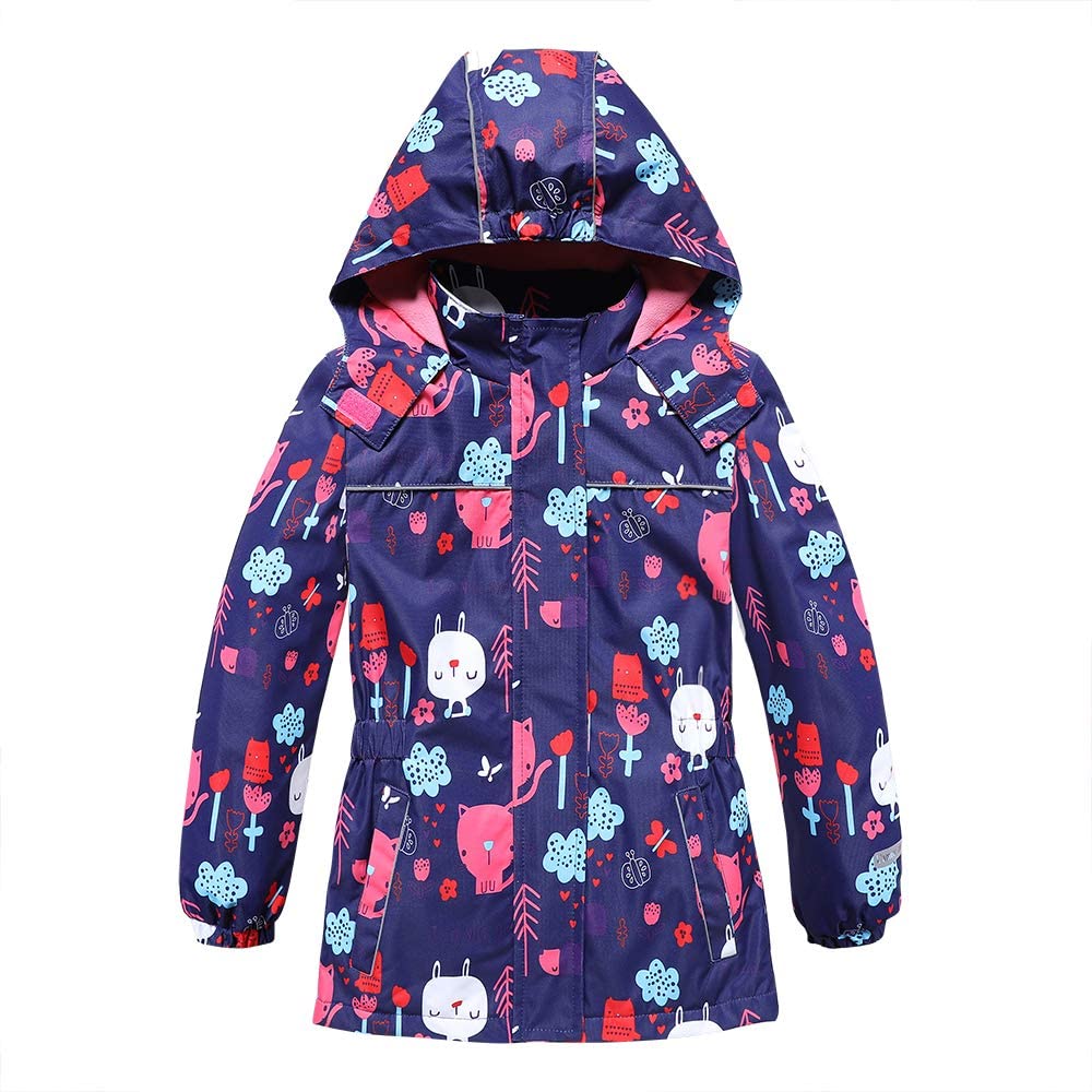 unbrand Reflective Breathable Hooded Waterproof Jacket For Girls
