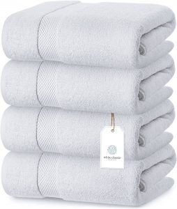 White Classic Luxury Egyptian Cotton Bath Towels, 4-Piece