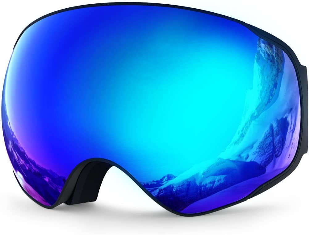 Snowboard Snowmobile Snow Goggles with UV400 Protection Anti-Fog Spherical Frameless Oversize Dual Lenses Goggles ZIONOR Lagopus X6 Ski Goggles 