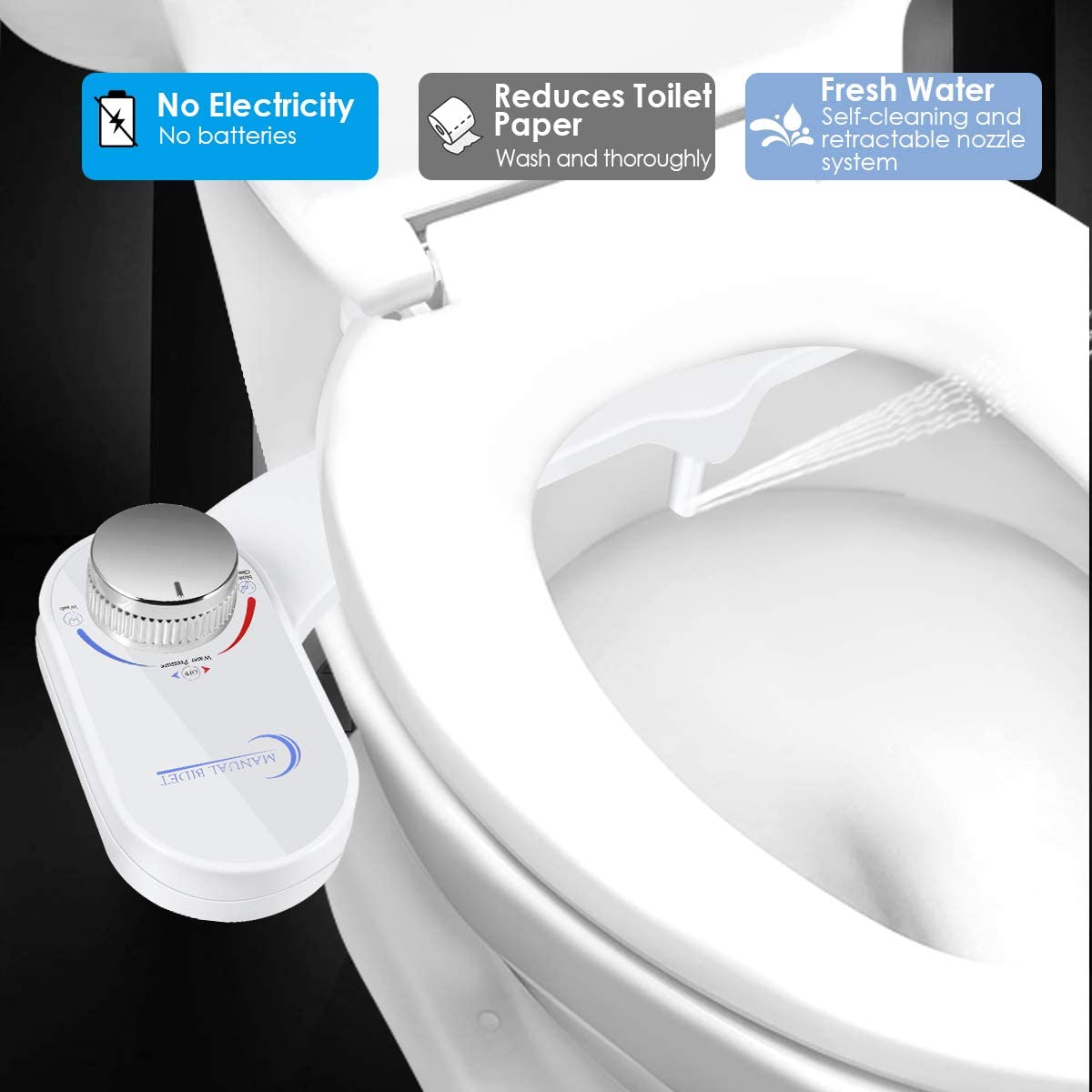 Toilet Seat Attachment With Brass Inlet Adjustable Water Pressure Self cleaning 