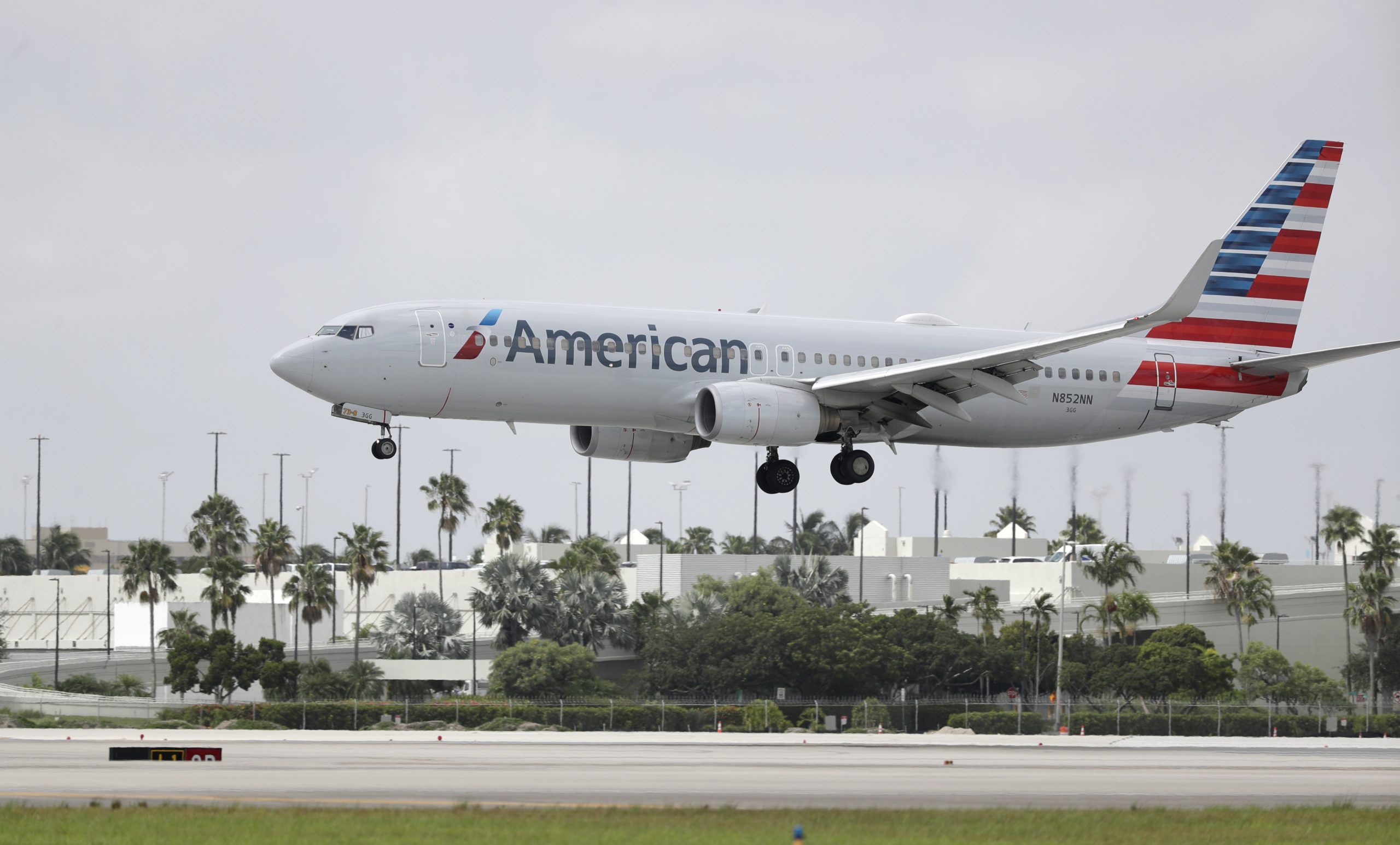 American Airlines plane lands