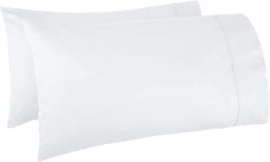 AmazonBasics Machine Washable White Pillowcases, 2-Pack