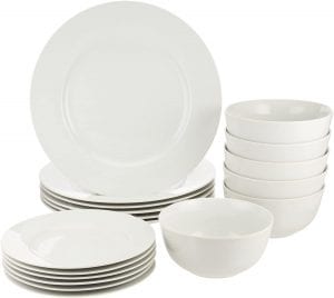 AmazonBasics Room White Kitchen Dinnerware Set For Everyday Use