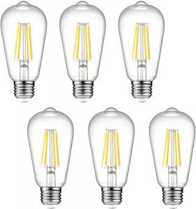 Ascher Vintage Warm White Dimmable LED Edison Bulbs, 6-Pack