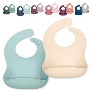 Ava + Oliver BPA-Free Silicone Baby Bibs, 2-Pack