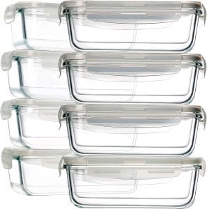 BAYCO Glass Food Storage & Meal Prep Containers, 8-Pack