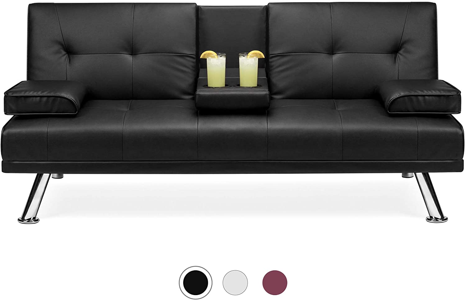 Best Choice Products Faux Leather Convertible Futon Couch