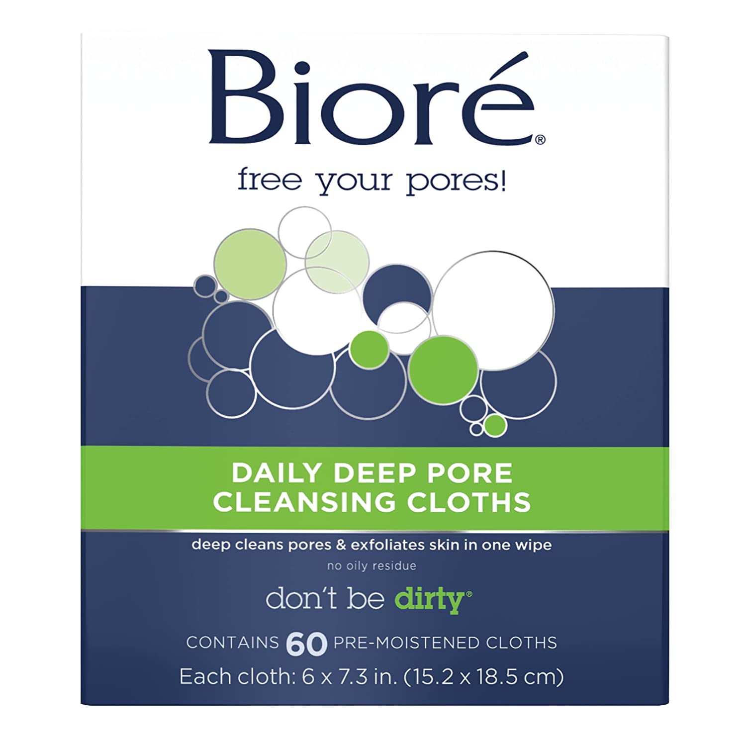 Bioré Daily Deep Pore Alcohol Free Face Wipes, 60-Count