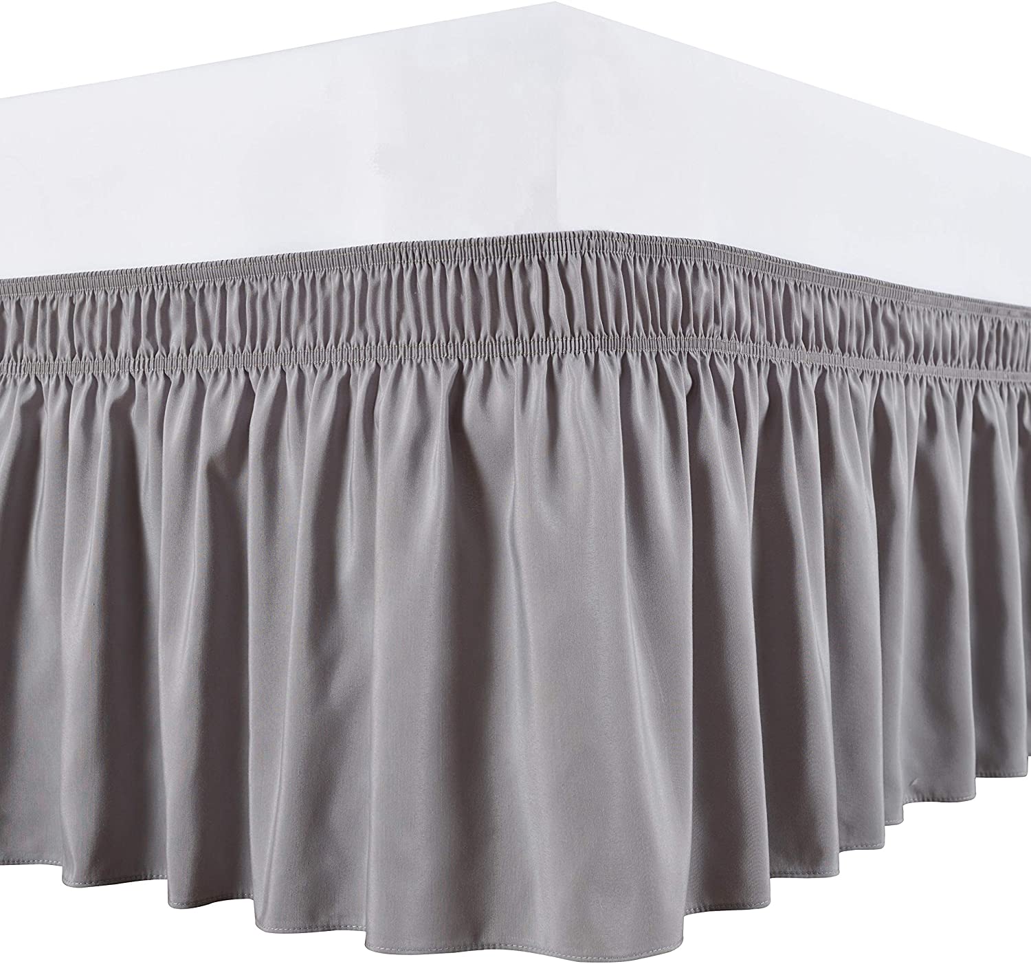 Double & King Elasticated Bed Base Valance Wrap Charcoal Grey Silver Grey 