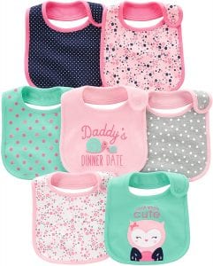 Carter’s Simple Joys 3-Layer Snap-Button Baby Bibs, 7-Pack