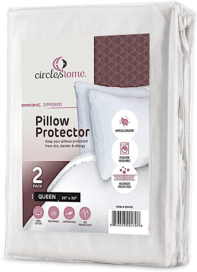 circleshome Hypoallergenic Pillow Protectors, 2-Pack