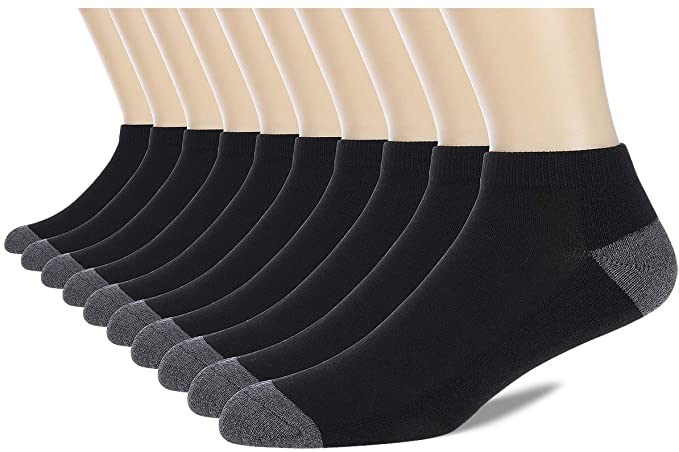 COOVAN Men’s Impact Absorbing Ankle Socks, 10-Pair