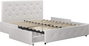 DHP Dakota Upholstered Platform Bed Frame With Drawers