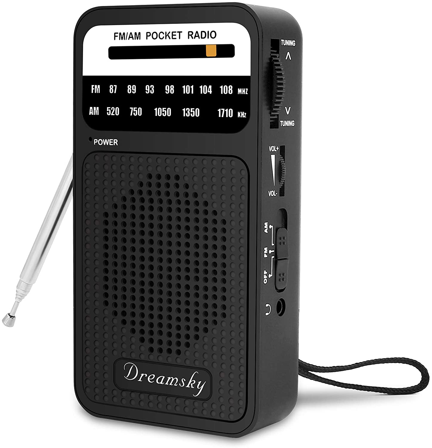 DreamSky Battery Operated AM FM Transistor Pocket Radio