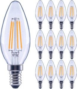 EcoSmart 60-Watt Equivalent LED E12 Candelabra Dimmable Light Bulb, 12-Pack