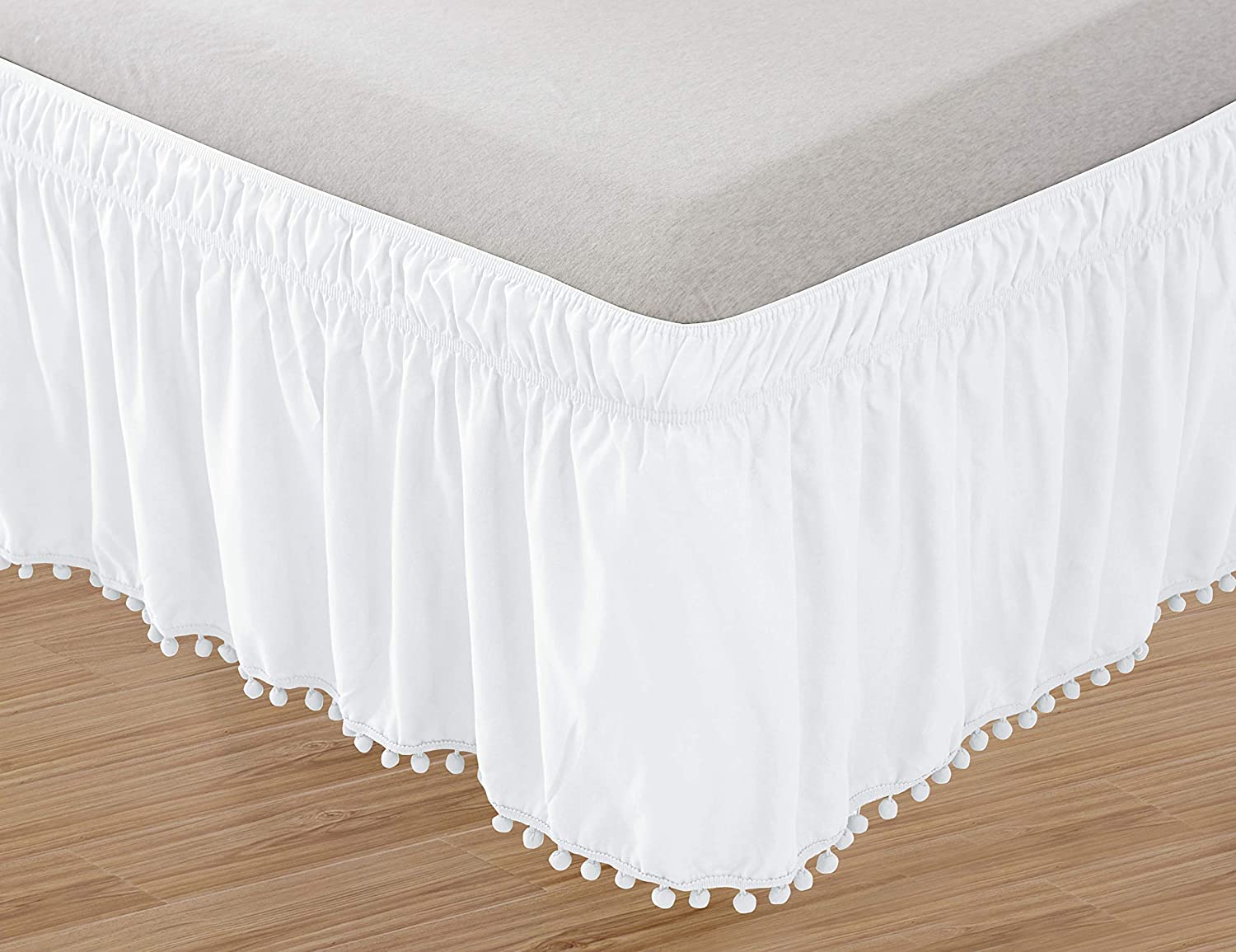 Elegant Pom-Pom Top Knot Tassle Bed Skirt