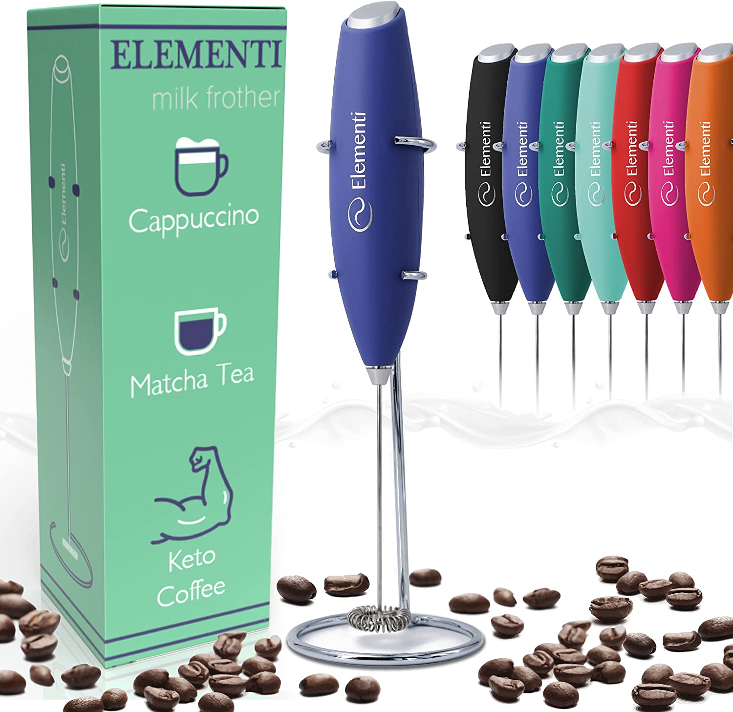 Elementi Stainless Steel Matcha Whisk Milk Frother