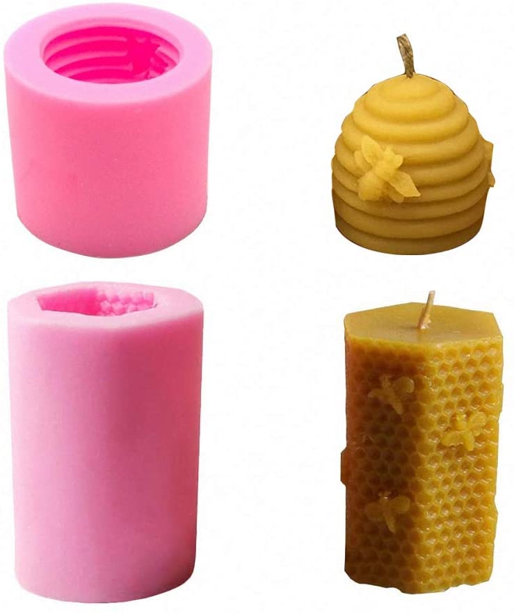Fewo 3D Silicone Bee Honeycomb Beehive Candle Making Molds