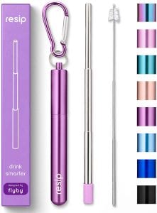Flyby Portable & Collapsible Silicone Tip Stainless Steel Reusable Straw