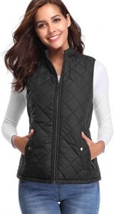 Fuinloth Stand Collar Lightweight Quilted Women’s Padded Vest