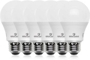 Great Eagle 100W Equivalent Dimmable LED Light Bulb, 6-Pack