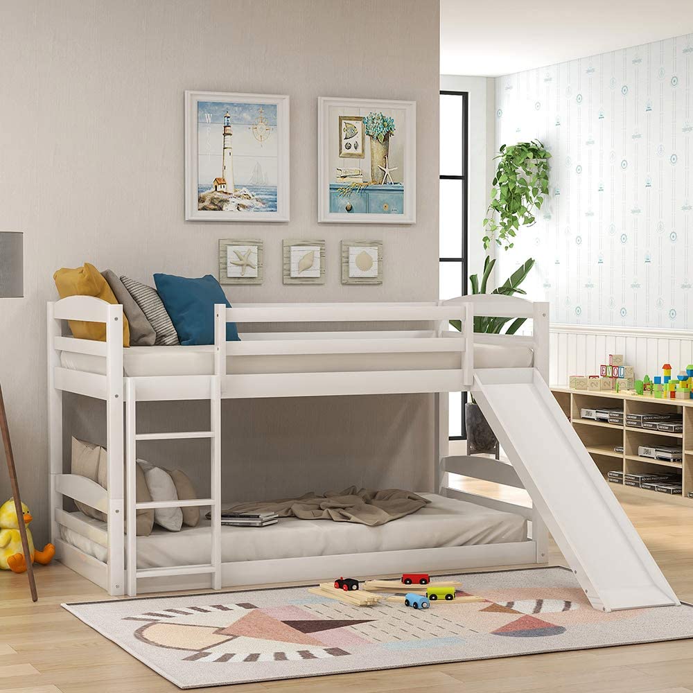 Harper And Bright Designs Low Toddler Bunk Beds With Slide