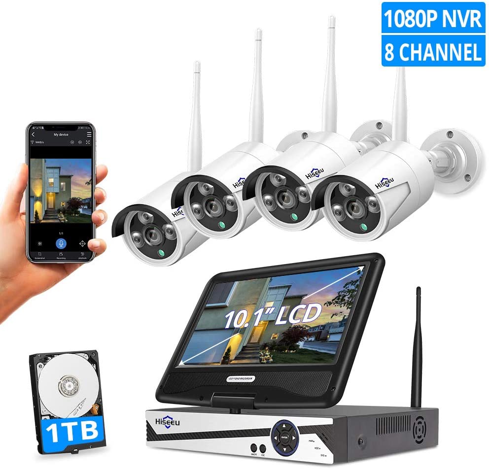 Hiseeu All-In-One Wireless Security Camera System & 10-Inch Monitor