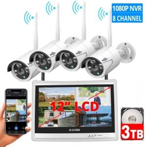 Hiseeu All-In-One Wireless Security Camera System & 12-Inch Monitor