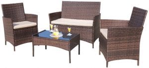 Homall Washable Cushions Patio Couch Set, 4-Piece