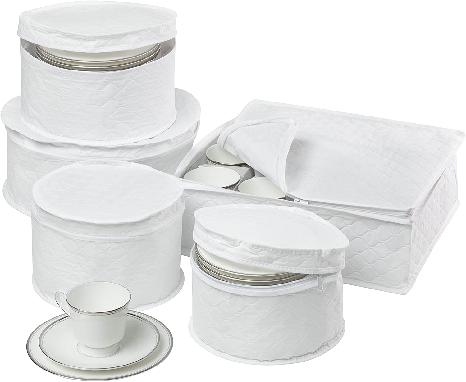 Honey-Can-Do SFT-01630 Cushioned Quilted Dinnerware Storage Set, 5-Piece