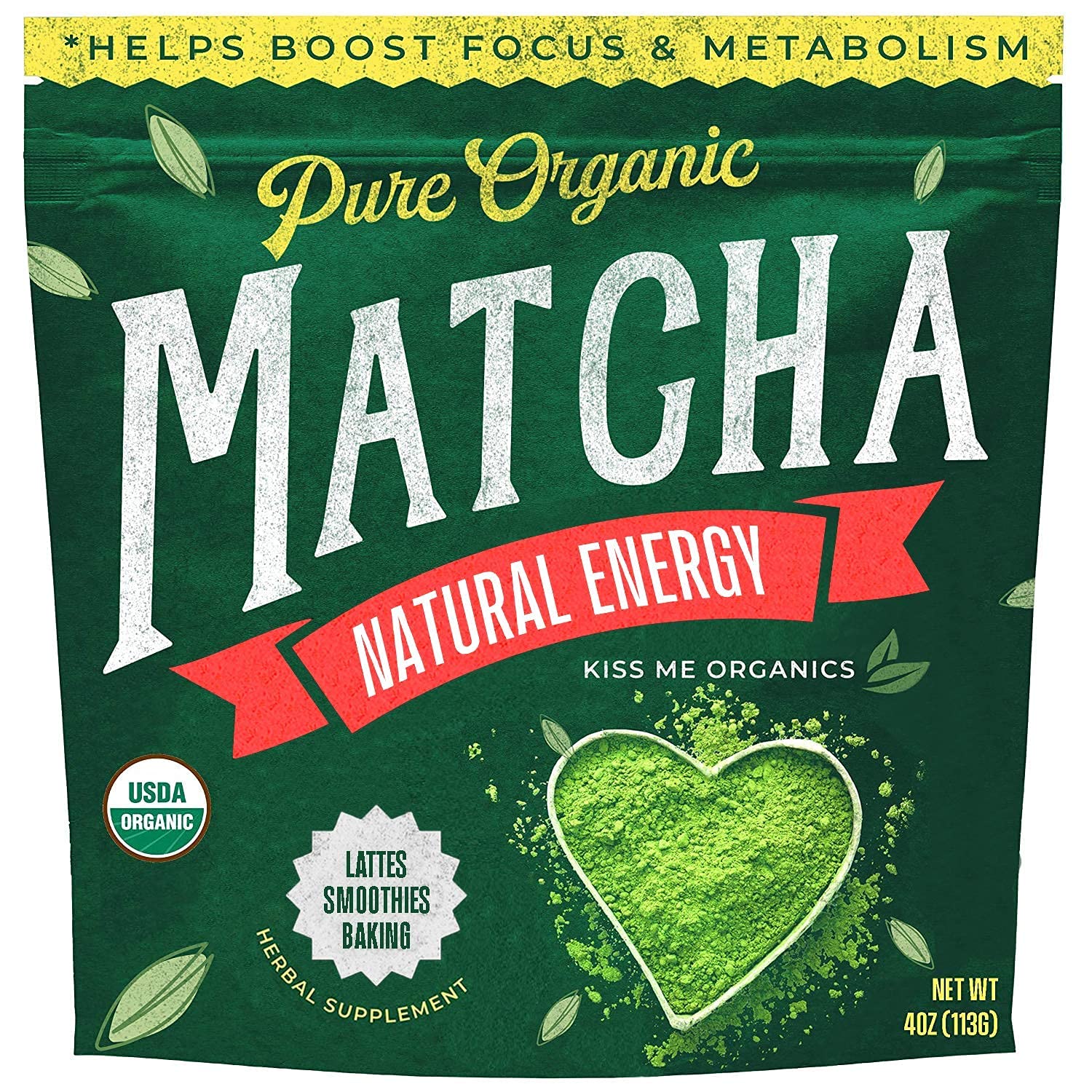 Kiss Me Organics Herbal Supplement Matcha Green Tea Powder