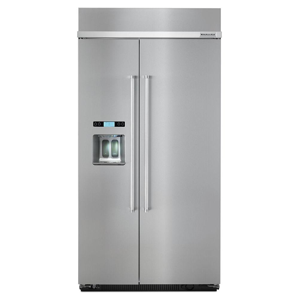 KitchenAid 25 Cubic Foot Built-In Side by Side Refrigerator, Stainless Steel