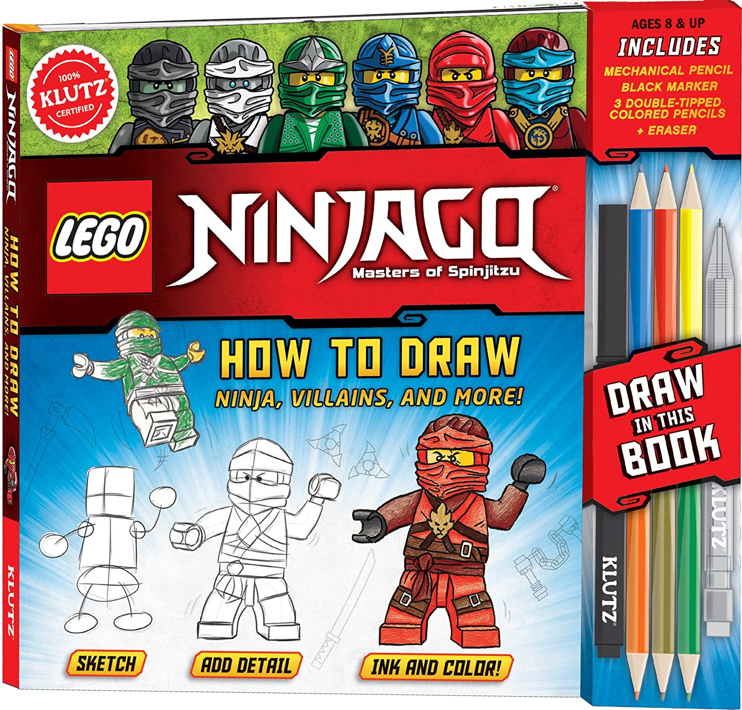 KLUTZ LEGO NINJAGO How To Draw Ninja, Villains, & More! Drawing Set