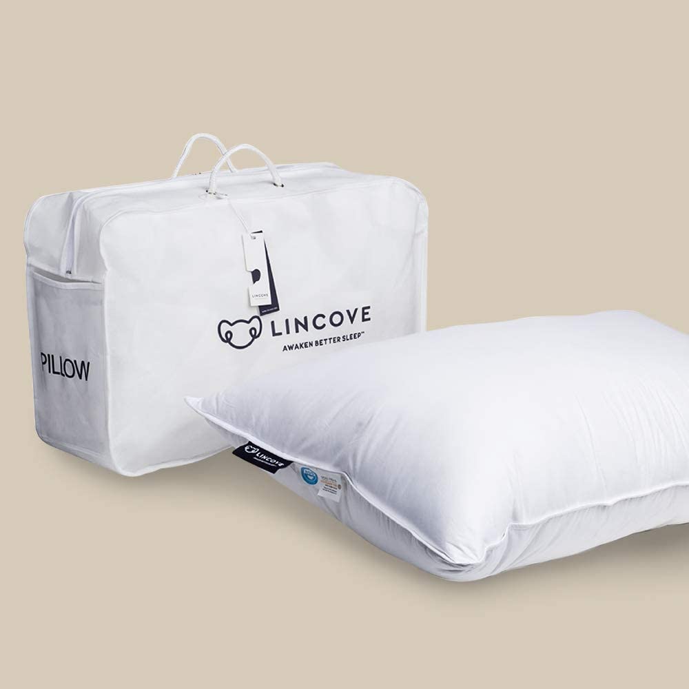 Lincove Cloud Natural Canadian White Down Luxury Sleeping Pillow 625 Fill  Power, 500 Thread Count Cotton Shell, Made in Canada, King Med並行輸入品 通販 