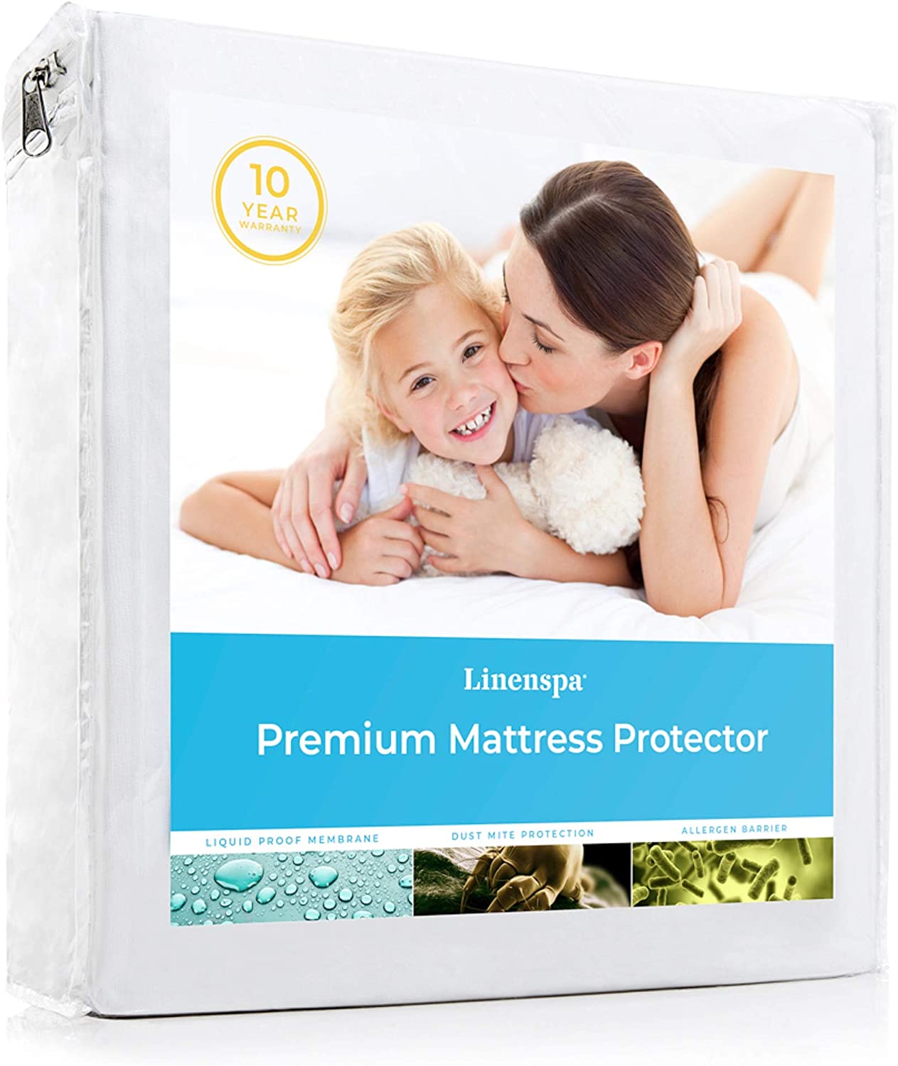 LINENSPA Vinyl-Free Hypoallergenic Twin Mattress Protector